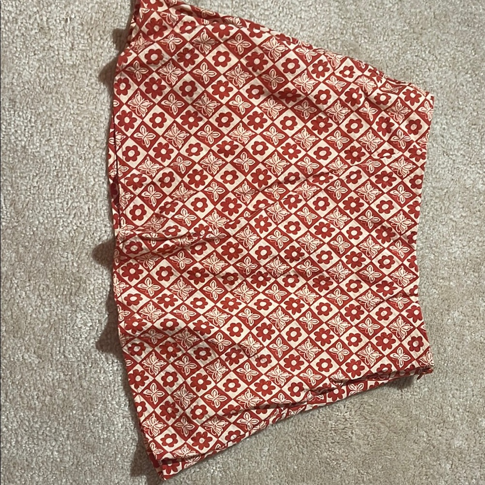 Red and White Floral Skirt